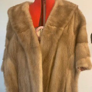 1950's Brown Mink Fur Capelet Stole Oversized Wrap